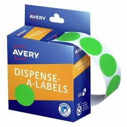 Avery Green Dispenser Dot Stickers - 24mm - 500 Labels - 1 Roll