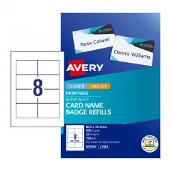 Avery Card Name Badge Refills - 55.5 x 86.5 mm 8UP - 200 Cards - 25 Sheets