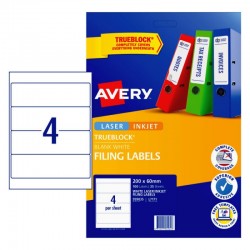 Avery Filing Labels - 200 x 60 mm 4UP - 100 Labels - 25 Sheets