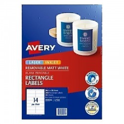 Avery Removable Multi-purpose Labels - 99.1 x 38.1 mm 14UP - 350 Labels - 25 Sheets