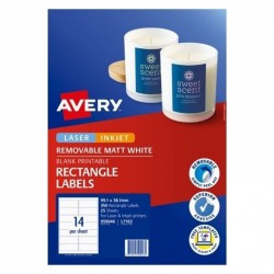 Avery Removable Multi-purpose Labels - 99.1 x 38.1 mm 14UP - 350 Labels - 25 Sheets