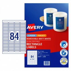 Avery Removable Multi-purpose Labels - 46 x 11.1 mm 84UP - 2100 Labels - 25 Sheets