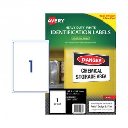 Avery White Heavy Duty Labels - 199.6 x 289.1 mm 1UP - 25 Labels - 25 Sheets