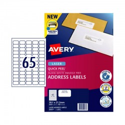 Avery Quick Peel Address Labels with Sure Feed - 38.1 x 21.2 mm 65UP - 6500 Labels - 100 Sheets