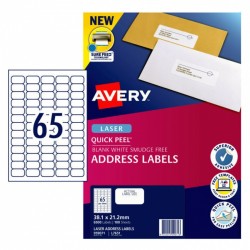 Avery Quick Peel Address Labels with Sure Feed - 38.1 x 21.2 mm 65UP - 6500 Labels - 100 Sheets