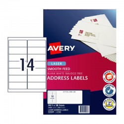 Avery Address Labels with Smooth Feed - 99.1 x 38.1 mm 14UP - 3500 Labels - 250 Sheets