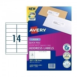 Avery Quick Peel Address Labels with Sure Feed - 99.1 x 38.1 mm 14UP - 560 Labels - 40 Sheets