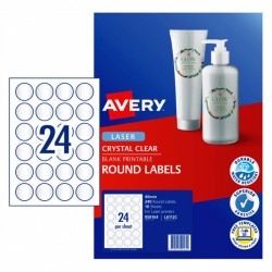 Avery Crystal Clear Round Multi-purpose Labels - 40 mm - 240 Labels - 10 Sheets