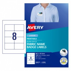 Avery Fabric Name Badge Labels - 55.5 x 86.5 mm 8UP - 120 Labels - 15 Sheets