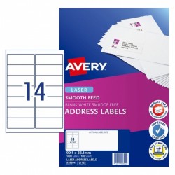 Avery Address Labels with Smooth Feed - 99.1 x 38.1 mm 14UP - 1400 Labels - 100 Sheets
