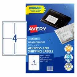 Avery Waterproof Shipping Labels - 139 x 99.1 mm 4UP - 40 Labels - 10 Sheets
