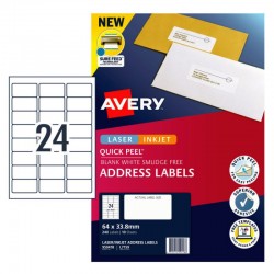 Avery Quick Peel Address Labels with Sure Feed - 64 x 33.8 mm 24UP - 240 Labels - 10 Sheets