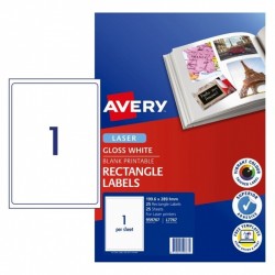 Avery Glossy Photo Label L7767 1UP - Pack of 25