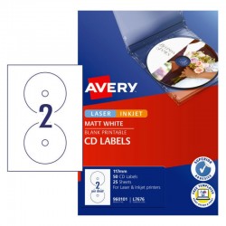 Avery White CD Labels - 117 mm - 50 Labels - 25 Sheets