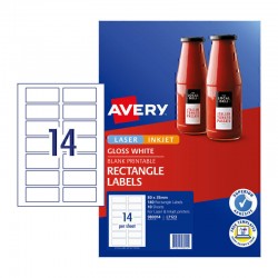 Avery Glossy Rectangle Labels - 80 x 35 mm 14UP - 140 Labels - 10 Sheets