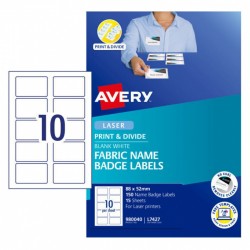 Avery Laser Fabric Name Badge Labels L7427 10Up - Pack of 15