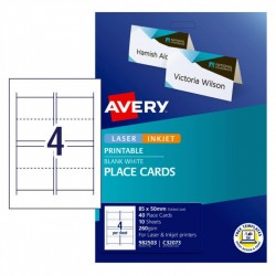 Avery Folded Place Cards - 85 x 50 mm 4UP - 40 Cards - 10 Sheets