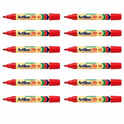 Artline 70 Permanent Marker 1.5mm Bullet Tip Red - Box of 12