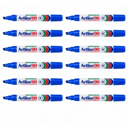 Artline 90 Permanent Marker 5mm Chisel Tip Blue - Box of 12
