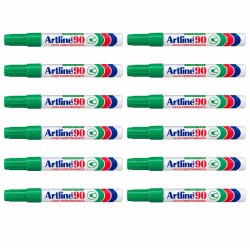 Artline 90 Permanent Markers - Chisel Tip - Green - Box of 12
