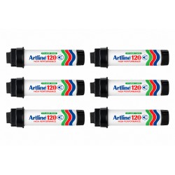 Artline 120 Permanent Marker 20mm Wedge Tip Black - Box of 6