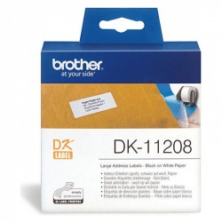 Brother DK-11208 Black on White Die-Cut Large Address Label Roll - 38mm x 90mm, 400 Labels
