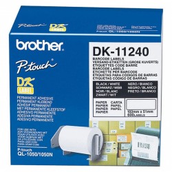 Brother DK-11240 Black on White Die-Cut Permanent Adhesive Label Roll - 102mm x 51mm, 600 Labels