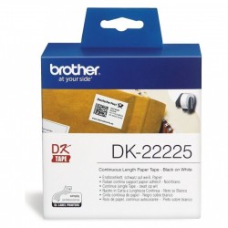 Brother DK-22225 Black on White Continuous Paper Label Roll - 38mm x 30.48m