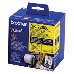 Brother DK-22606 Black on Yellow Continuous Film Label Roll - 62mm x 15.24m