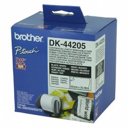 Brother DK-44205 Black on White Continuous Removable Paper Label Roll - 62mm x 30.48m