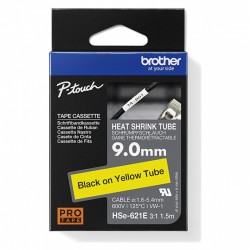 Brother HSe-621E Black on Yellow Label Tape
