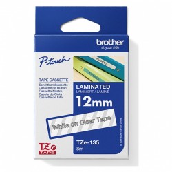Brother TZe-135 White on Clear Laminated Label Tape - 12mm x 8m