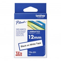 Brother TZe-231 Black on White Laminated Label Tape - 12mm x 8m
