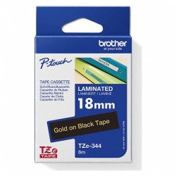 Brother TZe-344 Gold on Black Laminated Label Tape - 18mm x 8m