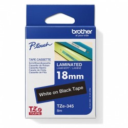 Brother TZe-345 White on Black Laminated Label Tape - 18mm x 8m