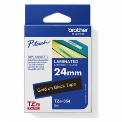 Brother TZe-354 Gold on Black Laminated Label Tape - 24mm x 8m