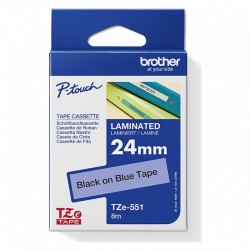 Brother TZe-551 Black on Blue Laminated Label Tape - 24mm x 8m