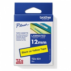 Brother TZe-631 Black on Yellow Laminated Label Tape - 12mm x 8m