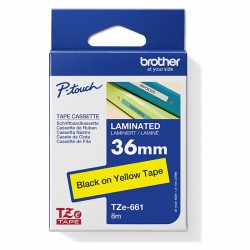 Brother TZe-661 Black on Yellow Laminated Label Tape - 36mm x 8m