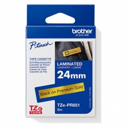 Brother TZE-PR851 Black on Premium Gold Laminated Label Tape - 24mm x 4m