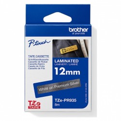 Brother TZE-PR935 White on Silver Label Tape - 12mm x 4m