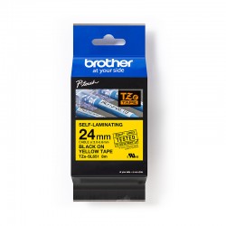Brother TZe-SL651 Black on Yellow Self-Laminating Label Tape - 24mm x 8m