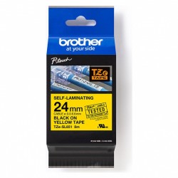 Brother TZe-SL651 Black on Yellow Self-Laminating Label Tape - 24mm x 8m