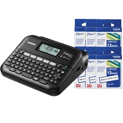 7 Pack Brother PT-D460BT Desktop Direct Thermal Label Printer & Labels