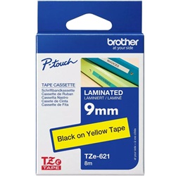 Brother TZe-FX621 Black on Yellow (Genuine)
