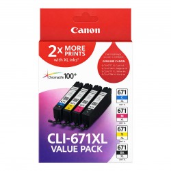 4 Pack Canon CLI-671XL Genuine Ink Cartridges