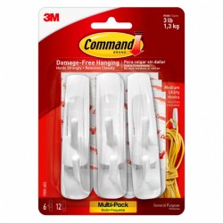 Command Hooks 17001VP-6PK Medium - Pack of 6