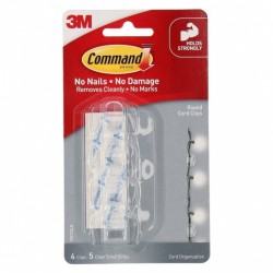 Command 17017CLR Round Cord Organiser Clips - Clear - Pack of 24