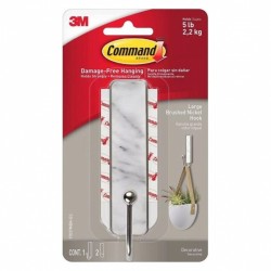 Command 17037MBN-ES Large Brushed Nickel Hook - Marble Finish - Box of 4
