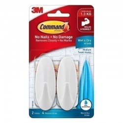 Command 17081WD Medium Wet & Dry Towel Hooks - Pack of 12
